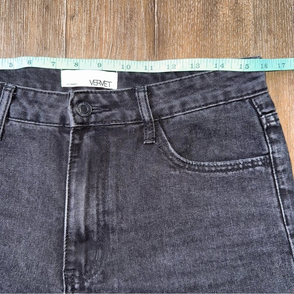 VERVET High Rise Wide Leg Jean Baggy Ankle black Destroyed Raw Hem Distressed - Picture 4 of 10